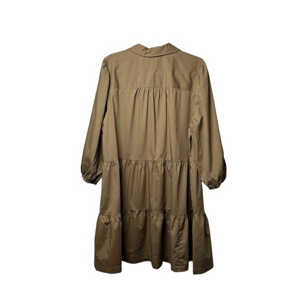 Gap NWT Khaki Tan Tiered Babydoll Collared Button Front Shirt Dress SZ XL Boho - Picture 4 of 7